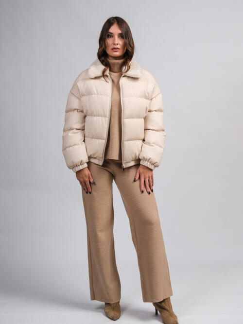 BOMBER CASHMERE E VISONE BEIGE
